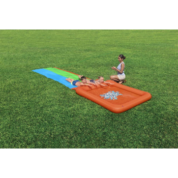 Podwójny Ślizg wodny Super Splash dla dzieci 3+ BESTWAY Tor 531cm + Brodzik 129 l + Natrysk